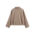 thumbnail image 3 of Womens Cropped Wool Jacket Warm Winter Fleece Jacket Zip Up Short Coats Light Brown S, 3 of 8