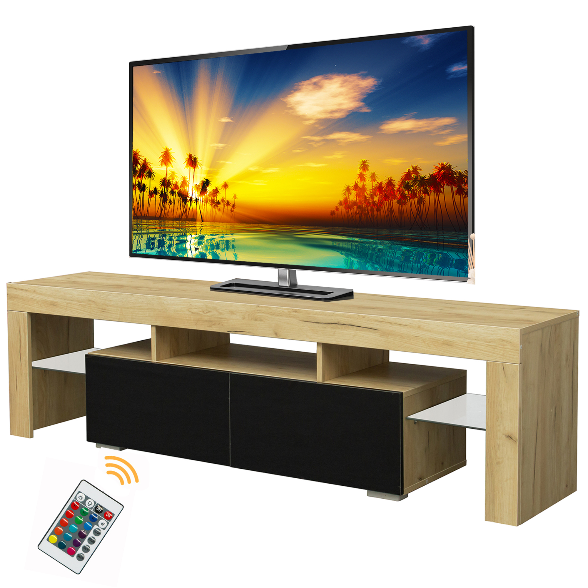 TV Stand for 70 inch TV, Seizeen Media TV with 16Color LED