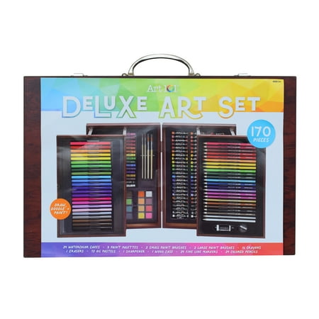 UPC: 0673468541707 | Art 101 Multifunctional Art Set with 170 pieces in an Expandable Wood Case for Children to Adults