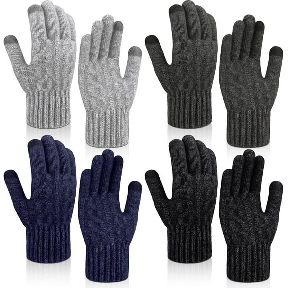 Dalrosia Women's Winter Touch Screen Gloves Warm Fleece Lined Knit Gloves Elastic Cuff Winter Texting Gloves