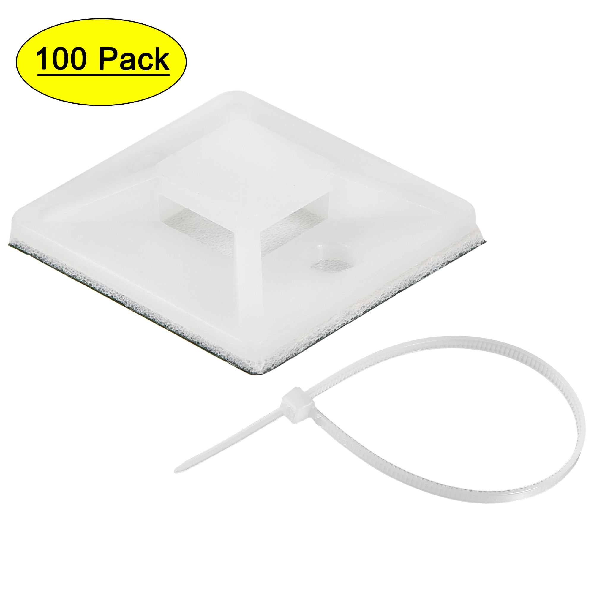 *Top Quality! White Pack of 12 Self Adhesive 28mm x 28mm Cable tie mounts 