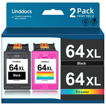 64XL Ink Cartridges for HP 64 Ink Combo Pack Work with Envy Photo 7858 7855 7155 6255 6252 7120 6232 7158 7164 Envy 7950 Tango Series Printer (1 Black, 1 Tri-Color)