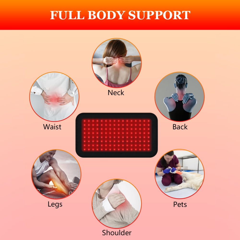 LaseLocks Red Light Adjustable Massage Belt with 128 LED Beads（880nm+830nm+660nm） - Multi-Purpose for Waist, Back, Legs, Shoulders - USB Powered