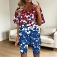 thumbnail image 2 of Guluxicc 2 Piece Women's Plus Size Matching Sets 4th of July V Neck T Shirts Slim Legging Shorts Casual Summer Loungewear, 2 of 6
