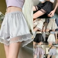 thumbnail image 5 of Women Lace Edge Half Slip Shorts Underpants Ice Silk Wide Leg Loose Pettipants, 5 of 9