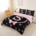 thumbnail image 3 of Manfei Kawaii Bow Personalized Initial S Duvet Cover Set for Girls,Cartoon Pearl Bowknot Alphabet Bedding Full for Kids Teens,Pink Reversible,Ultra Soft Home Decor,3-Piece,No Comforter, 3 of 6