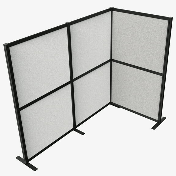 VIVO L-Shaped Modular Wall System, 3 Panels, Office Cubicle Dividers Black Frame