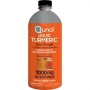 Qunol Liquid Turmeric Curcumin Complex with Bioperine, 1000mg, Extra Strength, Tropical Orange, 40 Servings, 20oz