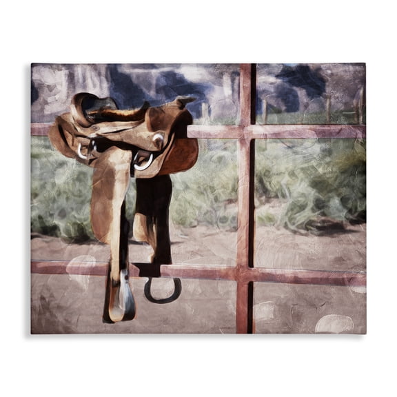 Stupell Industries Rustic Lodge Saddle On Farm Fence Canvas Art, 20 x 16, by Milli Villa