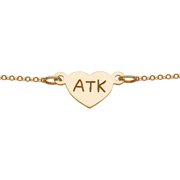 Personalized Women's Gold over Sterling Silver Mini Heart Initials Bracelet