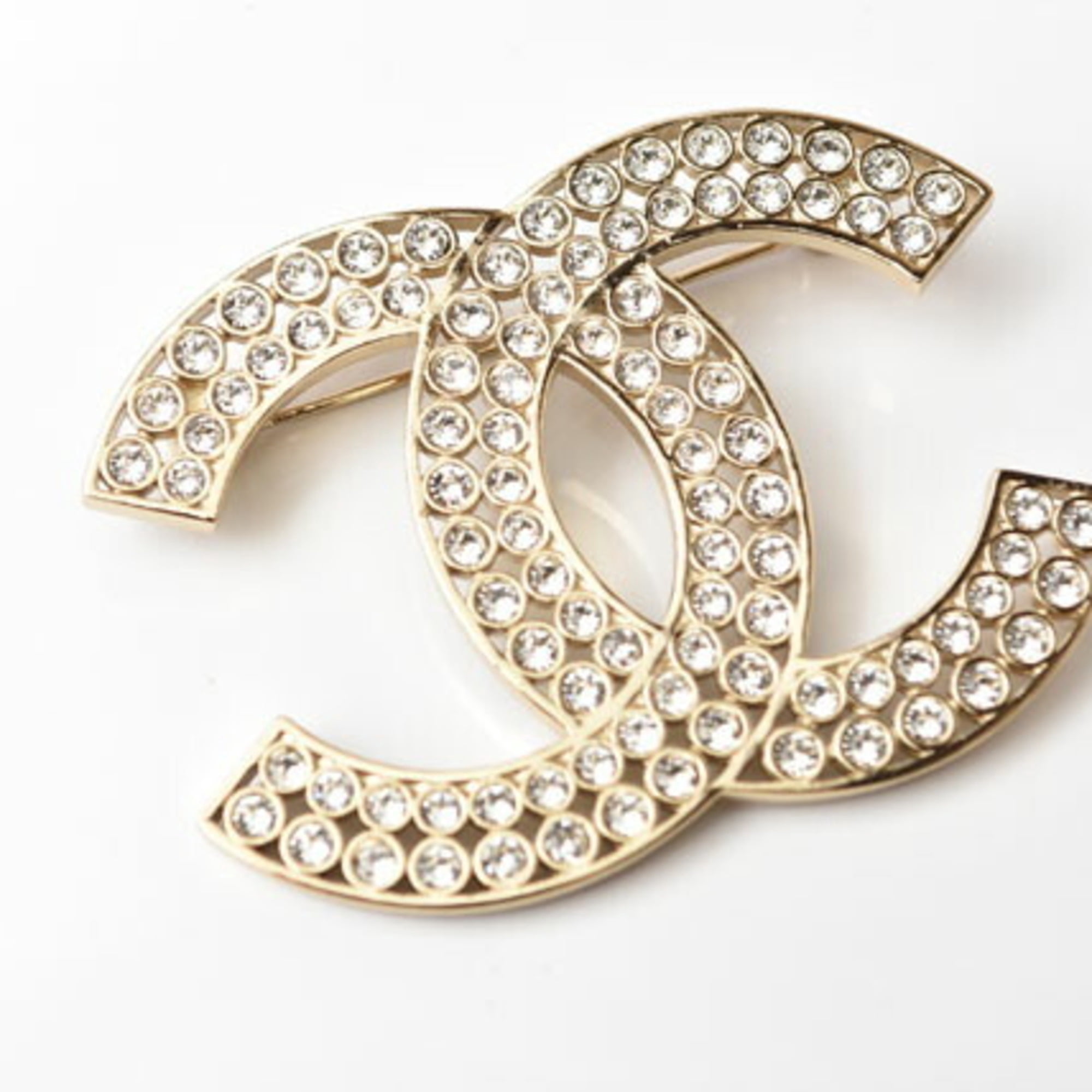 Pre-Owned CHANEL Brooch Pin Coco Mark Rhinestone Gold  display picture 1