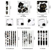 Cute Black Cat Stationery Set Cat Gifts Including Sticky Notes,Mechanical Pencils,Eraser,Notebook,Stickers etc Kawaii Birthday Christmas Gifts