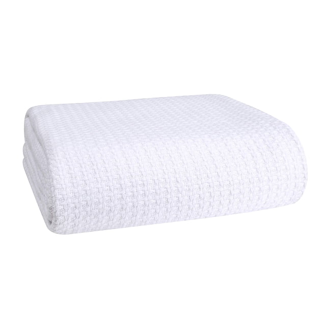 Manta de cama Elvana Home, 100% algodón, tamaño queen, color blanco