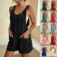 thumbnail image 5 of WBQ Women's Wide leg Romper Shorts Sexy Tie Knot Strap Sleeveless Boho Jumpsuit Overall Pants, 5 of 6