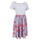 thumbnail image 1 of Vestido a rayas de manga corta con estampado floral a rayas de mujer con bolsillos # Sunnimix Vestido a rayas con estampado floral, 1 of 8