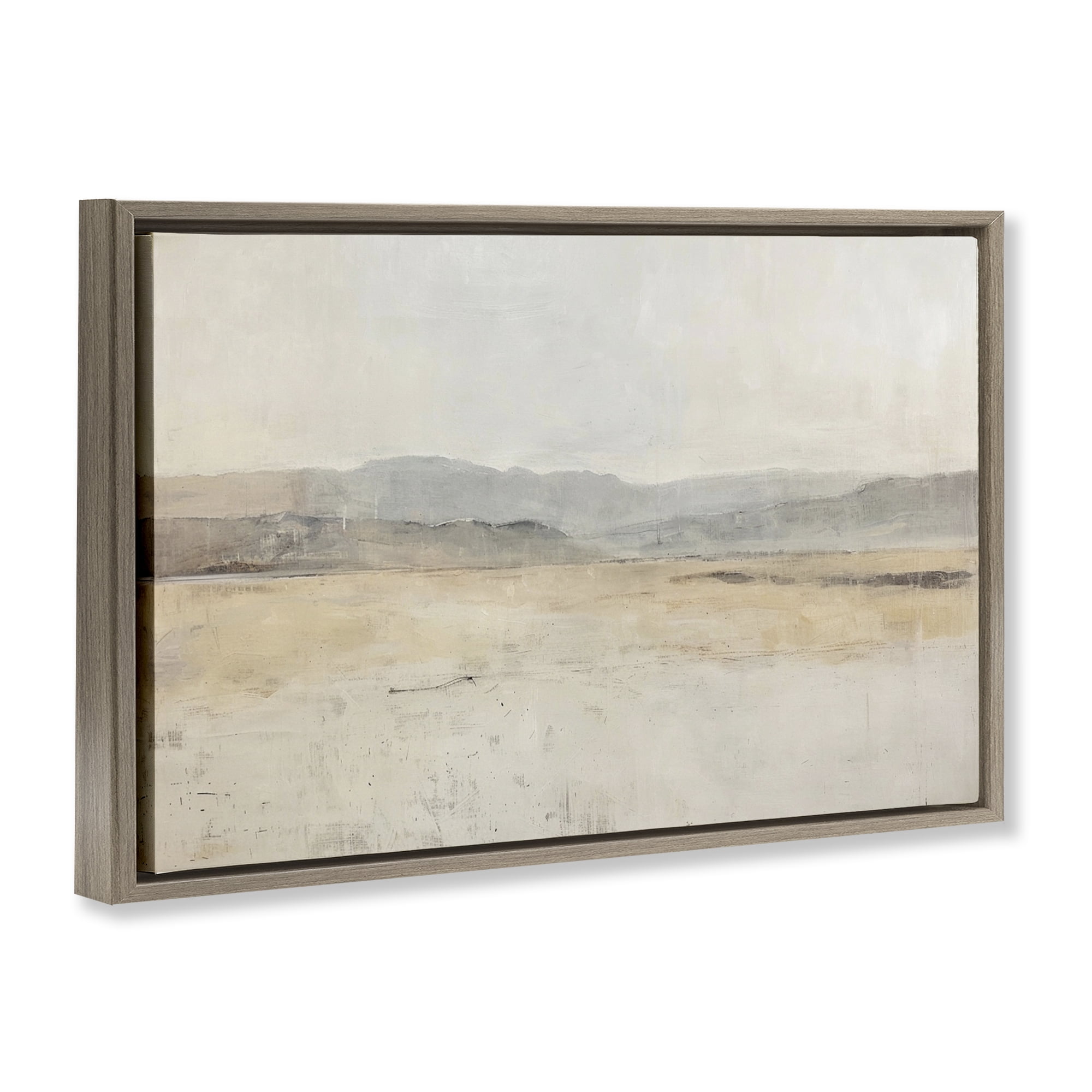 Stupell Industries Minimal Desert Horizon Landscape & Nature Painting Brown Floater Framed Canvas Art Print Wall Art, 25 x 17