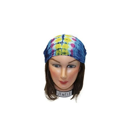 Center Tye Dye Multi Embroidery Headbands / Head wrap / Yoga Headband / Head Scarf / Best Looking Head Band for Sports or Fashion, or Exercise (Dark