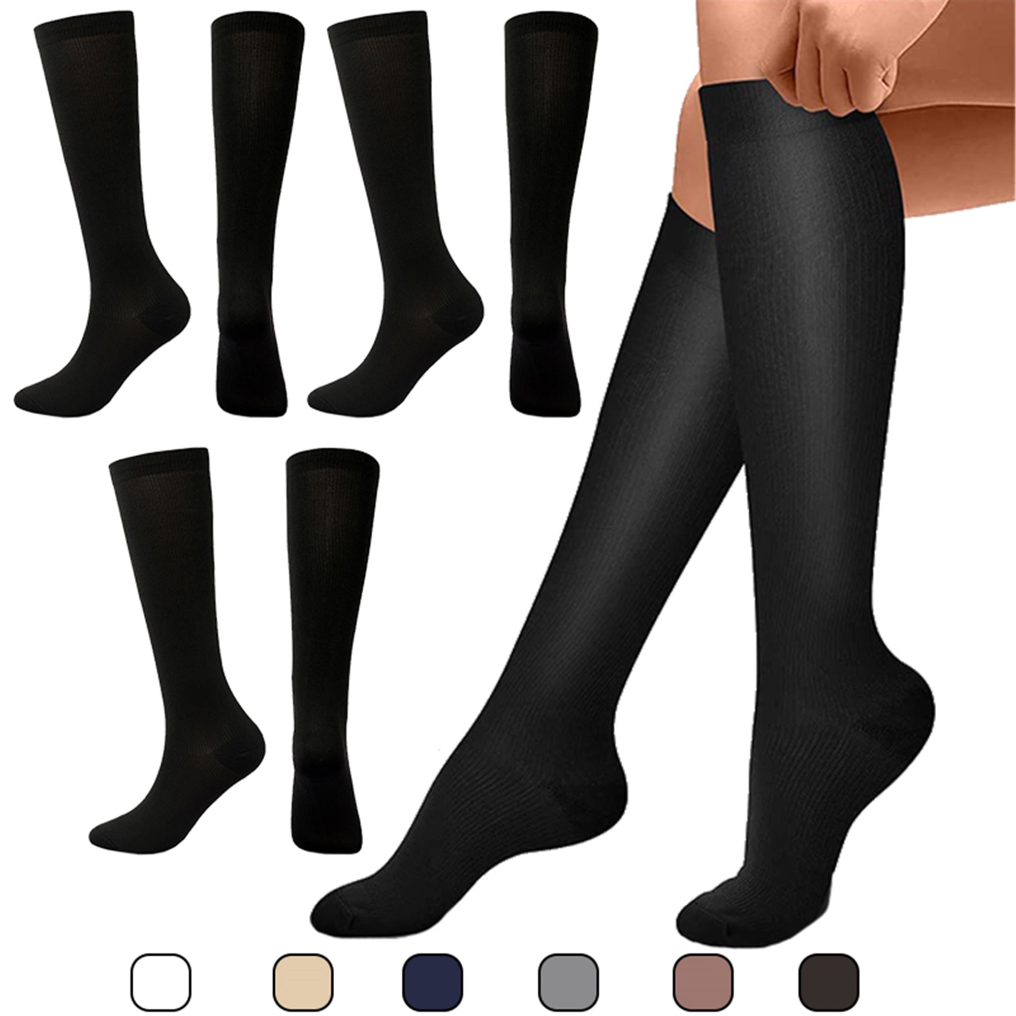 Elbourn 4Pairs Women Men Compression Socks Circulation Best for Medical, Nursing, Running