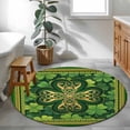 thumbnail image 4 of St Patricks Day Round Area Rug 4ft, Gold Green Shamrock Checkered Lucky Leaf Washable Non-Slip Circle Rugs for Bedroom Living Room Kitchen, Soft Non Shedding Circle Carpet for Dining Room Dorm, 4 of 9