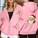 thumbnail image 2 of WILLBEST Sudadera de Mujer Ladies' Christmas Printed Zipper Long Sleeved Pocket Drawstring Casual Hooded Sweatshirt 1711 Mediana, 2 of 8