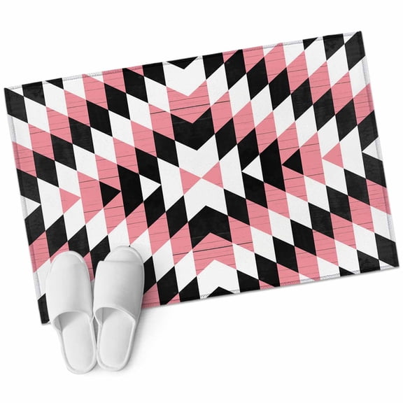 2x3 Washable Area Rugs,Retro Aztec Black Pink Geometric Non-Slip Soft Rug Indoor Carpet,Floor Rugs for Living Room Bedroom