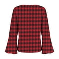 thumbnail image 5 of HLKJKLS Long Sleeve Shirts For Women 3/4 Bell Sleeve V Neck Pressed Pleated Solid Color T Shirt Cotton Like Spring Winter Black M-4Xl, 5 of 8