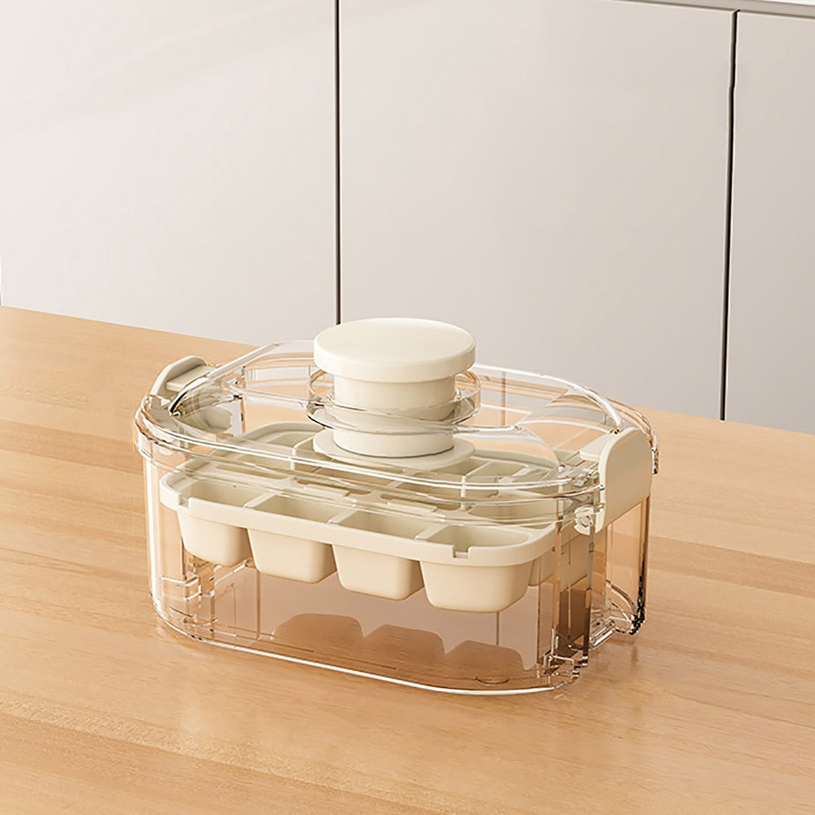 Werulen Three Layer Press Ice Tray Large Capacity Stackable,Home Kitchen Freezer Ice Making Storage,Ice Maker,Freezer Tray,Chilling Accessory