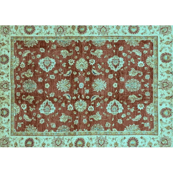 Ahgly Company Indoor Rectangle Oriental Light Blue Traditional Area Rugs, 5' x 8'