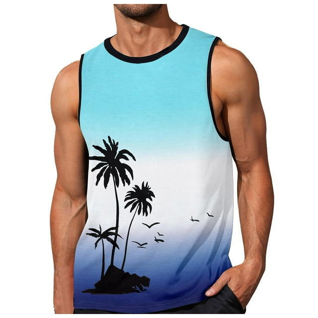 Zmoon Gilet de Vacances pour Hommes en Impression Numérique 3D Style de Rue Ample Plage Cocotier
