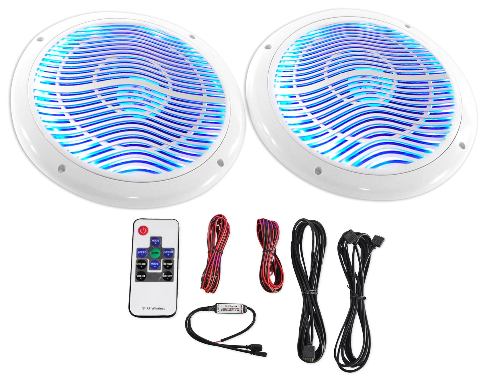 Rockville RMC65LB 6.5" 600w 2-Way Black Marine Speakers w/Multi Color LED+Remote Rockville RMC65LB 6.5" 600w 2-Way Black Marine Speakers w/Multi Color LED+Remote