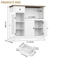 thumbnail image 3 of Litake Kitchen Microwave Cabinet with Storage and Drawers, Modern Small Buffet Cabinet with Glass Doors and Adjustable Shelf, Wooden Sideboard with Wide Top for Dining Room, Living Room, White, 3 of 7
