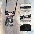 thumbnail image 5 of Xoenoiee Protective Phone Crossbody Bag Adjustable Carrying Strap Neoprene Cellphone Sleeve Lightweight Shock Absorbing Pouch Case, 4 X 8 Inch, Wolf USA Flag, 5 of 7