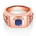 thumbnail image 2 of Gem Stone King 2.04 Ct Cushion Blue Lapis 18K Rose Gold Plated Silver Men's Ring (Size 13), 2 of 4