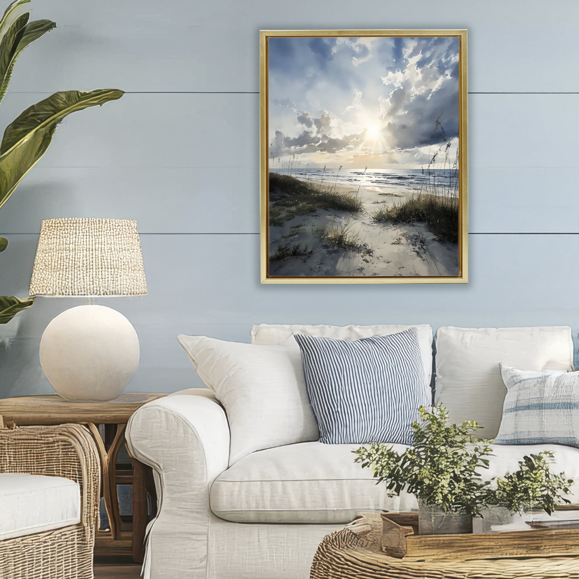 Stupell Industries Sunshine On The Beach Gold Framed Floater Canvas Wall Art, design by Franklyn Gregory