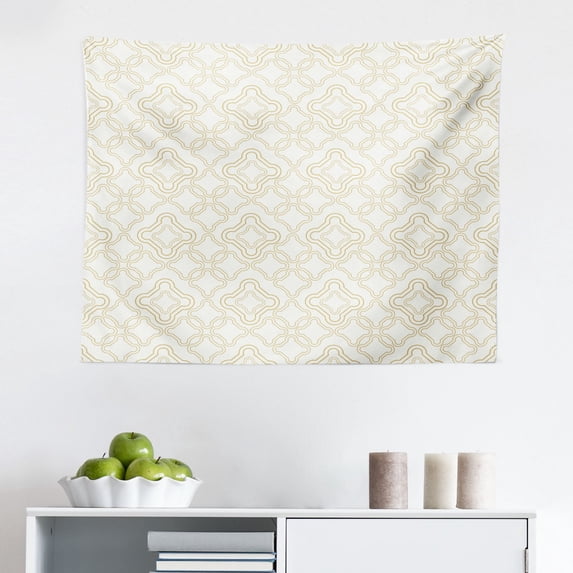 Ivory Tapestry, Floral Pattern Spring Season Blossoms Branches Leaf Beauty Field Ornamental Design, Fabric Wall Hanging Decor for Bedroom Living Room Dorm, 2 Sizes, White Beige, by Ambesonne