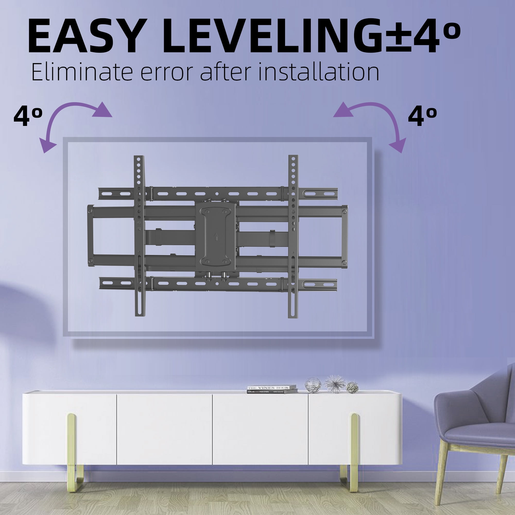 USX MOUNT Full Motion Tilting Swivel Leveling Articulating TV Wall Mount for 47-90" TVs, VESA 600x400mm, Fits 16/18/24" Wood Studs, Holds up to 120lbs