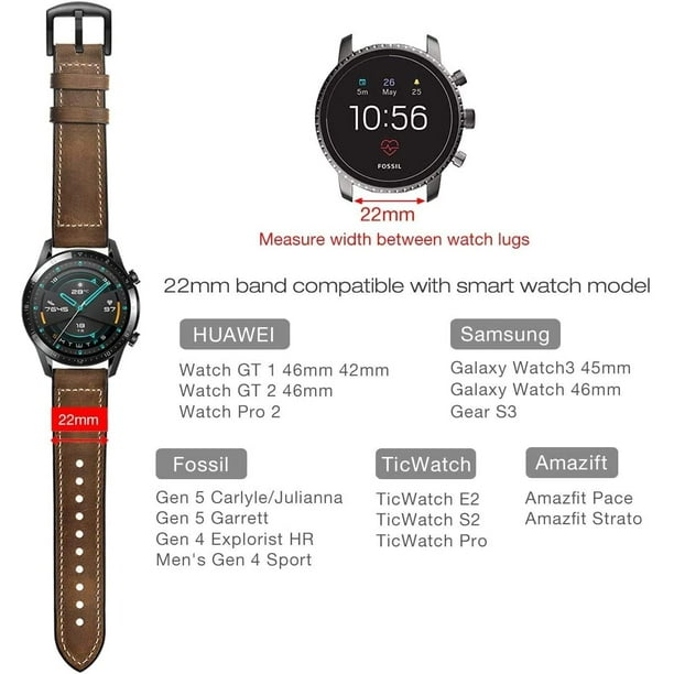 Compatible for Samsung Gear S3 Frontier Strap Samsung Galaxy Watch Strap 46mm Leather Strap Samsung Gear S3 Classic Watch Sport Band Strap