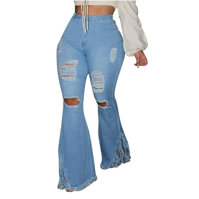 本日までHIGH WAIST BELL-BOTTOM DENIM PANTS High Waisted Bell Bottom Jeans for Women Flare Jeans Retro