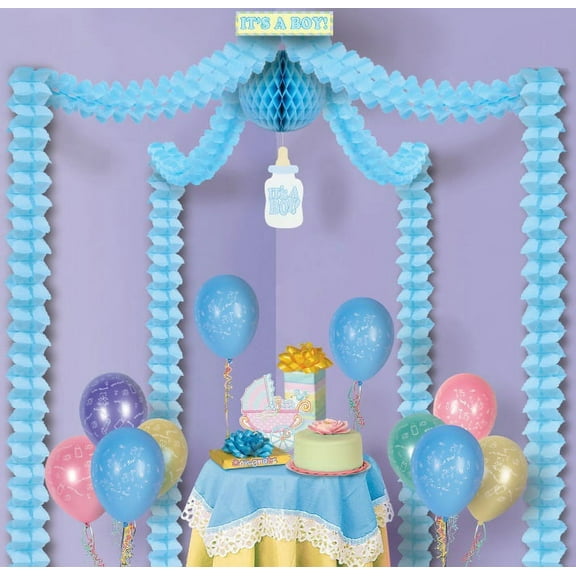 Party Central Pack of 6 Blue It's A Boy! Baby Shower Canopy Decorating Party Kit 20' x 20'