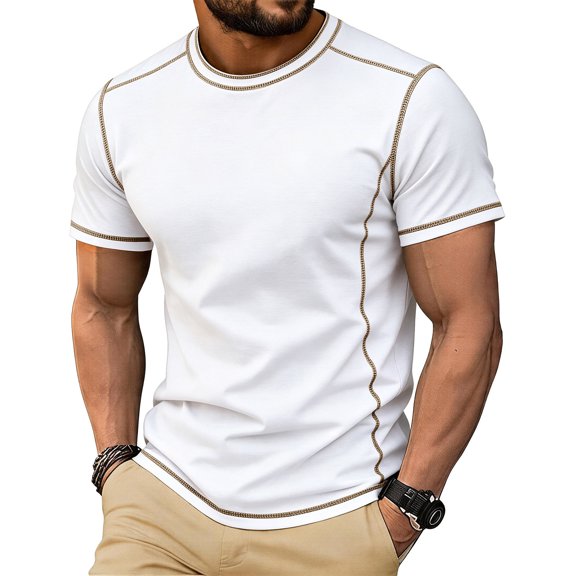 LEKWK Mens Shirts Short Sleeve Crewneck Casual Athletic Shirts Lightweight Loose Fit Comfy Basic Tees Summer Fashion Workout Daily Wear