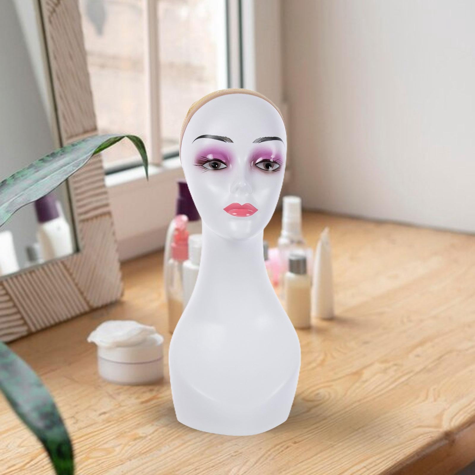 Stgfyxgs Bald Manikin Head with Shoulder Stable Base Stand Professional Manikin Head for Hats Beauty Accessories Jewelry Salon Violet Eye Shadow