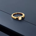 thumbnail image 3 of Gem Stone King 0.63 Ct White Ethiopian Opal Black Onyx 18K Yellow Gold Plated Silver Ring (Size 5), 3 of 4
