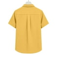 thumbnail image 6 of Dazajoo Plus Size Womens Button Down Short Sleeve Blouses Dressy Casual Front Pleated Lapel Collared Tee Shirts,Yellow,XXXXXL, 6 of 7