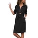 thumbnail image 2 of Qarigey Vestido de camisa de mujer Botón Vestido de manga larga Cintura con cordones Ropa Prendas para la parte del cuerpo Negro S, 2 of 5
