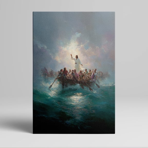Topbout Art Inspiring Jesus Calming the Storm Canvas Wall Art