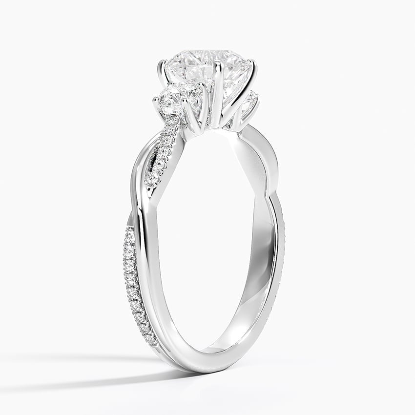 Oryn Jewel 14K White Gold Over 2.1 Ct Round Cut Lab Created Diamond Ring - Elegant Twisted Three Stone Engagement Ring for Women - Wedding Ring - Ideal Gift for Proposals or Special Moments