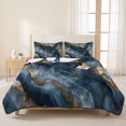 thumbnail image 3 of Twin Quilt Set 68''x86'', Navy Blue Marble Lightweight Summer Bedspread Coverlet Set with 2 Pillow Shams, Modern Art Contemporary Yellow Breathable All Season Quilt Bedding for Dorm/Bedroom, 3 of 9