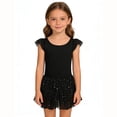 thumbnail image 4 of Quotay Robe pour Tout-Petits Fille à Manches à Volants, Robe de Danse Ballet, Justaucorps à Jupe Tutu avec Encolure Ronde et Robe Fluide Sans Manches Longueur Midi pour Enfants 02_Black,140, 4 of 6