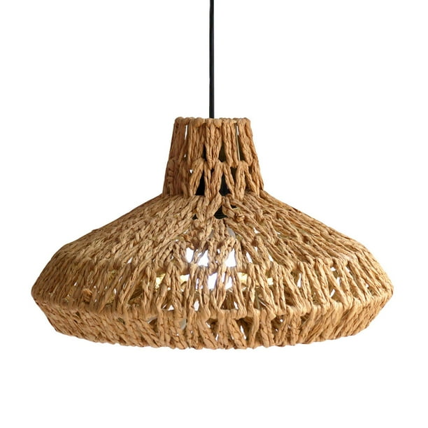 Abat-jour Rotin Tissé Style Rustique Pour Suspension Plafond - Diamètre 30 Cm, E27 - Déco Salon, Chambre, Restaurant