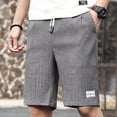 thumbnail image 2 of Hrsba Mens Gym Shorts Solid Color Elastic Drawstring Waist Textured Details Knee Length Summer Sports Shorts, 2 of 5
